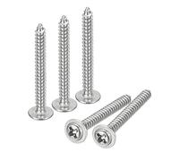 sourcing map ST3x25mm Phillips Pan Head Self-tapping Screw with Washer, 100pcs - 304 Stainless Steel Wood Screw Full Thread (Silver)