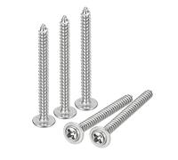 sourcing map ST3x30mm Phillips Pan Head Self-tapping Screw with Washer, 100pcs - 304 Stainless Steel Wood Screw Full Thread (Silver)