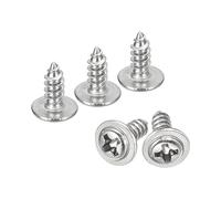 sourcing map ST3x8mm Phillips Pan Head Self-tapping Screw with Washer, 100pcs - 304 Stainless Steel Wood Screw Full Thread (Silver)