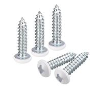 sourcing map ST4x20mm White Screws Self Tapping Screws, 50pcs Pan Head Phillips Wood Screws for Woodworking
