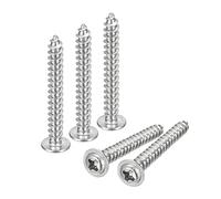 sourcing map ST4x30mm Phillips Pan Head Self-tapping Screw with Washer, 100pcs - 304 Stainless Steel Wood Screw Full Thread (Silver)