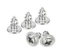 sourcing map ST4x8mm Phillips Pan Head Self-tapping Screw with Washer, 100pcs - 304 Stainless Steel Wood Screw Full Thread (Silver)