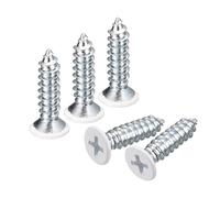 sourcing map ST5x20mm White Screws Self Tapping Screws, 50pcs Flat Head Phillips Wood Screws for Woodworking