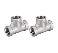 sourcing map Stainless Steel 304 Cast Pipe Fitting 1/4BSPT Female Thread Class 150 Tee Shaped Connector Coupler 2pcs