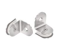 sourcing map Stainless Steel 90 Degree Glass Clamp, 2pcs for 8-12mm Thickness Single Side Round Frameless Glass Corner Clamp Bracket Clip for Shower Door