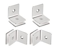 sourcing map Stainless Steel 90 Degree Glass Clamp, 4pcs for 8-12mm Thickness Single Side Square Frameless Glass Corner Clamp Bracket Clip for Shower Door, Bright Silver
