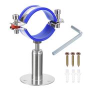 Sourcing Map Stainless Steel Adjustable Wall and Ceiling Mount Pipe Bracket - Support Clamp Strap Fit for Dia 51-57mm Tube