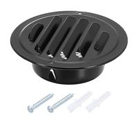 sourcing map Stainless Steel Air Vents, 3 Inch Louvered Grille Cover Round Soffit Flat Ducting Air Vent Built-in Fly Screen Mesh with Screws for Bathroom Attic Ventilation, Black