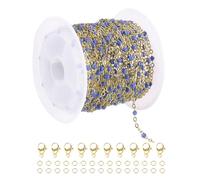 sourcing map Stainless Steel Bead Chain, 16.4 Feet/5M Enamel Beaded Jewelry Link Cable Chains Spool Kit for Jewelry Making, Necklace, Bracelets, DIY Crafts (Gold/Blue, Pack of 1)