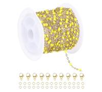 sourcing map Stainless Steel Bead Chain, 16.4 Feet/5M Enamel Beaded Jewelry Link Cable Chains Spool Kit for Jewelry Making, Necklace, Bracelets, DIY Crafts (Gold/Yellow, Pack of 1)