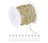sourcing map Stainless Steel Bead Chain, 16.4 Feet/5M Enamel Beaded Jewelry Link Cable Chains Spool Kit for Jewelry Making, Necklace, Bracelets, DIY Crafts (Silver/Yellow, Pack of 1)