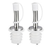 sourcing map Stainless Steel Bottle Pourers, 2Pcs 80mm/3.15" Olive Oil Spout with Rubber Dust Caps, Wine Pourers Liquor Pour Spouts for Pours Liquid, Wine, Vinegar, Most Liquor Bottles (White)