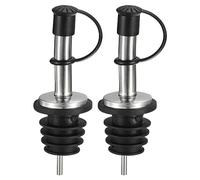 sourcing map Stainless Steel Bottle Pourers, 2Pcs 90mm/3.54" Olive Oil Spout with Rubber Dust Caps, Wine Pourers Liquor Pour Spouts for Pours Liquid, Wine, Vinegar, Most Liquor Bottles (Black)