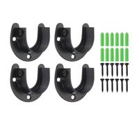 sourcing map Stainless Steel Closet Rod Bracket, 1-1/2 Inch Dia Wardrobe Bracket U-Shaped Closet Pole Socket with Screws for Shower Curtain Rod, Black 6 Pack