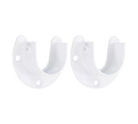 sourcing map Stainless Steel Closet Rod Bracket, 1.26" Dia Wardrobe Bracket U-Shaped Rod Socket Flange for Wardrobe Curtain Shower, White 4 Pack