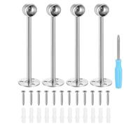 sourcing map Stainless Steel Closet Rod Holder Set Heightened Semi-Open 0.75" Dia Shower Rod Flange Socket Wardrobe Bracket with Screwdriver and Expansion Tube for Closet Shelf Wardrobe Curtain