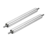 sourcing map Stainless Steel Conveyor Roller 25mm Diameter 200mm Length Gravity Transmission Replacement Part Galvanized End (Silver, Pack of 2)
