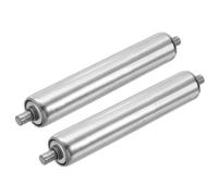 sourcing map Stainless Steel Conveyor Roller 38mm Diameter 200mm Length Gravity Transmission Replacement Part Galvanized End (Silver, Pack of 2)