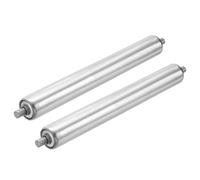 sourcing map Stainless Steel Conveyor Roller 38mm Diameter 300mm Length Gravity Transmission Replacement Part Galvanized End (Silver, Pack of 2)