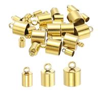 sourcing map Stainless Steel Cord End Caps 4/6/10mm ID, 30 Pack Barrel End Tip Terminators Cord Finding for DIY Jewelry Making Necklace Bracelets Tassels Supplies, Gold/Silver Tone