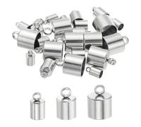 sourcing map Stainless Steel Cord End Caps,4/6/10mm ID, 30 Pack Barrel End Tips Terminators Cord Finding for DIY Jewelry Making Necklace Bracelets Tassels, Gold/Silver Tone