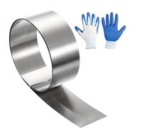 sourcing map Stainless Steel Flashing Roll, 2in x 3.3ft Metal Roof Panels 0.8mm Waterproof Sheet Roll with Cut Proof Gloves for House Repair, Roof Flashing, Sealing Windows Doors
