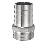sourcing map Stainless Steel Hose Barb Fitting 2" (52mm) Barbed x 2" NPT Male Pipe Fitting Air Hose Barb Fittings Coupler Thread Connector Adapter for Water Fuel