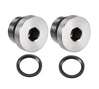 sourcing map Stainless Steel Inner Hex Head M18x1.5 Pipe Fitting Plug with Seal Ring for Terminate Pipe Ends 2Pcs