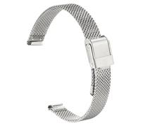 sourcing map Stainless Steel Mesh Watch Band 10mm Quick Release Adjustable Metal Replacement Watch Strap for Men Women, Silver
