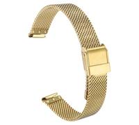 sourcing map Stainless Steel Mesh Watch Band 12mm Quick Release Adjustable Metal Replacement Watch Strap for Men Women, Gold