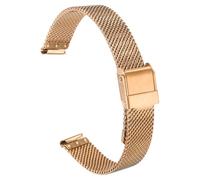 sourcing map Stainless Steel Mesh Watch Band 12mm Quick Release Adjustable Metal Replacement Watch Strap for Women, Rose Gold