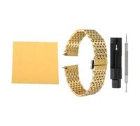 sourcing map Stainless Steel Mesh Watch Band 12mm Quick Release Metal Watch Strap Adjustable Fold Butterfly Clasp Replacement Bands for Men Women, Gold Tone