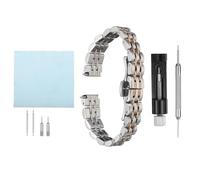 sourcing map Stainless Steel Mesh Watch Band 12mm Quick Release Metal Watch Strap Adjustable Fold Butterfly Clasp Replacement Bands for Men and Women, Silver Rose Gold