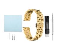 sourcing map Stainless Steel Mesh Watch Band 14mm Quick Release Metal Watch Strap Adjustable Fold Butterfly Clasp Replacement Bands for Men and Women, Gold Tone