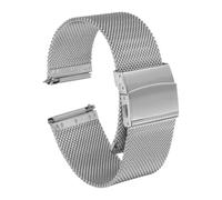 sourcing map Stainless Steel Mesh Watch Band 14mm Quick Release Metal Watch Strap Adjustable Fold Clasp Replacement Bands for Men Women, Silver Tone