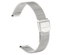 sourcing map Stainless Steel Mesh Watch Band 15mm Quick Release Adjustable Metal Replacement Watch Strap for Men Women, Silver
