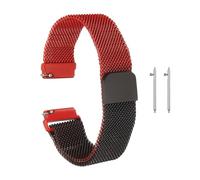 sourcing map Stainless Steel Mesh Watch Band 16mm Quick Release Metal Replacement Watch Strap with Magnetic Buckle for Men Women, Black Red