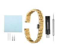 sourcing map Stainless Steel Mesh Watch Band 16mm Quick Release Metal Watch Strap Adjustable Fold Butterfly Clasp Replacement Bands for Men and Women, Gold Tone