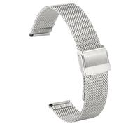 sourcing map Stainless Steel Mesh Watch Band 17mm Quick Release Adjustable Metal Replacement Watch Strap for Men Women, Silver