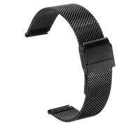 sourcing map Stainless Steel Mesh Watch Band 17mm Quick Release Adjustable Metal Replacement Watch Strap for Men Women, Black