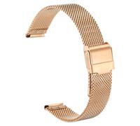 sourcing map Stainless Steel Mesh Watch Band 17mm Quick Release Adjustable Metal Replacement Watch Strap for Women, Rose Gold