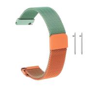 sourcing map Stainless Steel Mesh Watch Band 17mm Quick Release Metal Replacement Watch Strap with Magnetic Buckle for Men Women, Orange and Green
