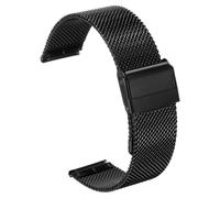 sourcing map Stainless Steel Mesh Watch Band 18mm Quick Release Adjustable Metal Replacement Watch Strap for Women, Black