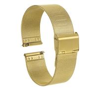 sourcing map Stainless Steel Mesh Watch Band 18mm Quick Release Adjustable Metal Watch Strap for Men Women, Gold Tone