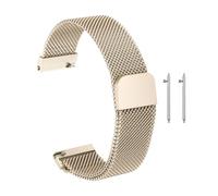 sourcing map Stainless Steel Mesh Watch Band 18mm Quick Release Metal Replacement Adjustable Watch Strap with Magnetic Buckle for Men Women, Vintage Gold