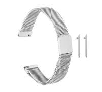 sourcing map Stainless Steel Mesh Watch Band 18mm Quick Release Metal Replacement Adjustable Watch Strap with Magnetic Buckle for Men Women, Silver Tone