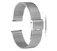 sourcing map Stainless Steel Mesh Watch Band 20mm Quick Release Adjustable Metal Replacement Watch Strap for Men Women, Silver Tone