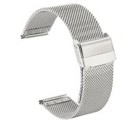 sourcing map Stainless Steel Mesh Watch Band 20mm Quick Release Adjustable Metal Replacement Watch Strap for Men Women, Silver