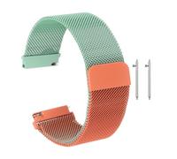 sourcing map Stainless Steel Mesh Watch Band 22mm Quick Release Metal Replacement Watch Strap with Magnetic Buckle for Men Women, Orange Green