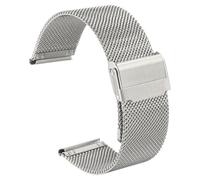 sourcing map Stainless Steel Mesh Watch Band 24mm Quick Release Adjustable Metal Replacement Watch Strap for Men Women, Silver